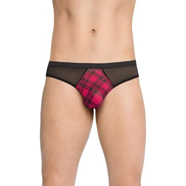 Черные мужские трусы с клетчатой вставкой по центру - Men s collection. Фотография 3.