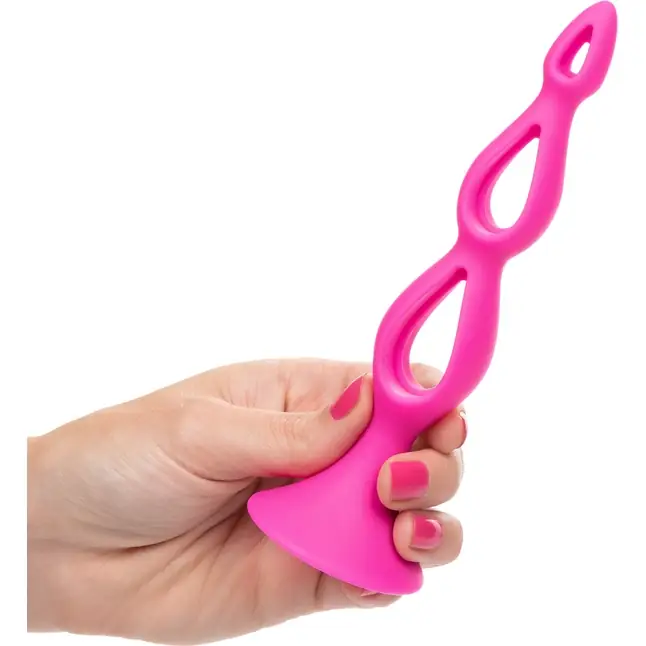 Розовая анальная елочка Silicone Triple Probe - 14,5 см - Booty Call. Фотография 2.