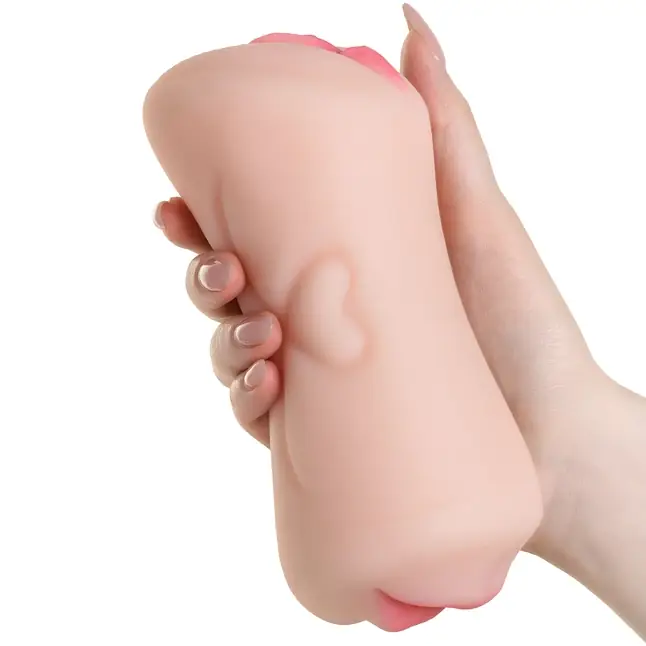 Телесный двусторонний мастурбатор Pretty Mouth - ротик и вагина - Juicy Pussy. Фотография 6.