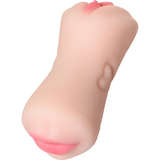 Телесный двусторонний мастурбатор Pretty Mouth - ротик и вагина - Juicy Pussy