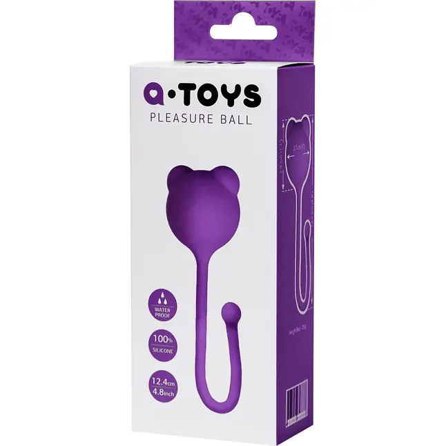 Фиолетовый силиконовый вагинальный шарик A-Toys с ушками. Фотография 3.
