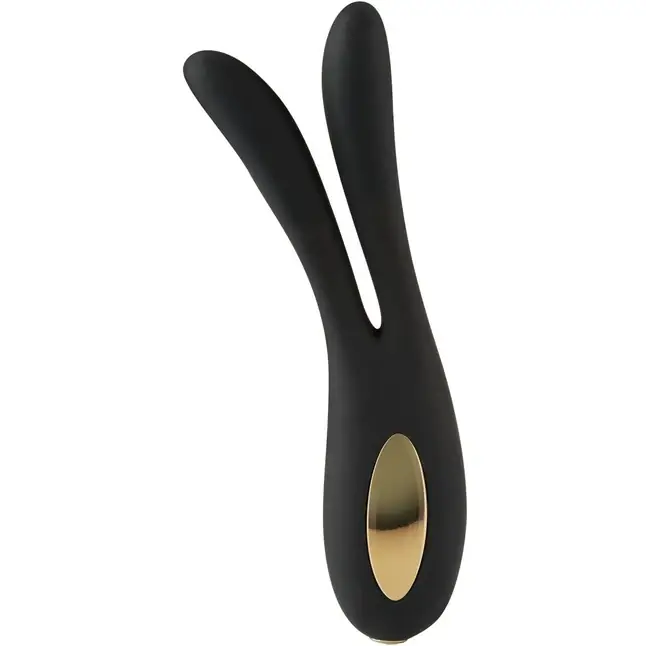 Черный сплит-вибромассажёр Flare Bunny - 16 см - LUZ