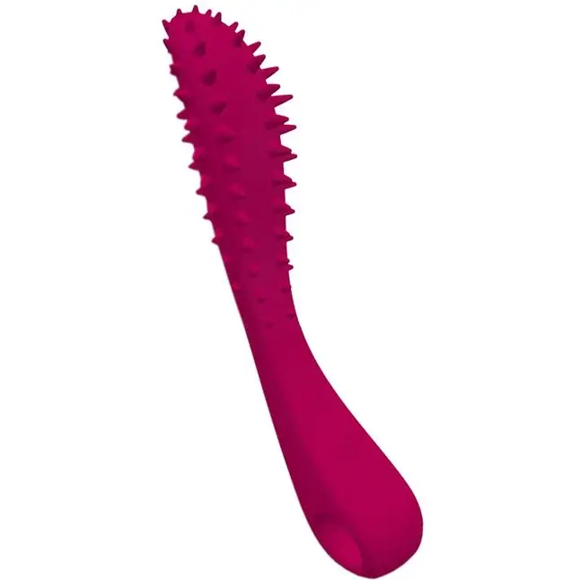 Малиновый вибратор Temptation Wand с шипиками - 22 см