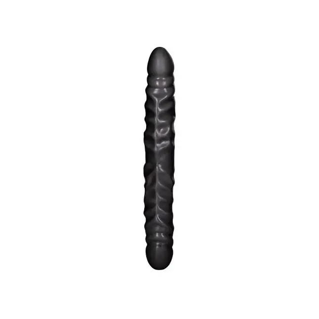 Черный двусторонний фаллоимитатор Veined Double Dong 12 - 30 см