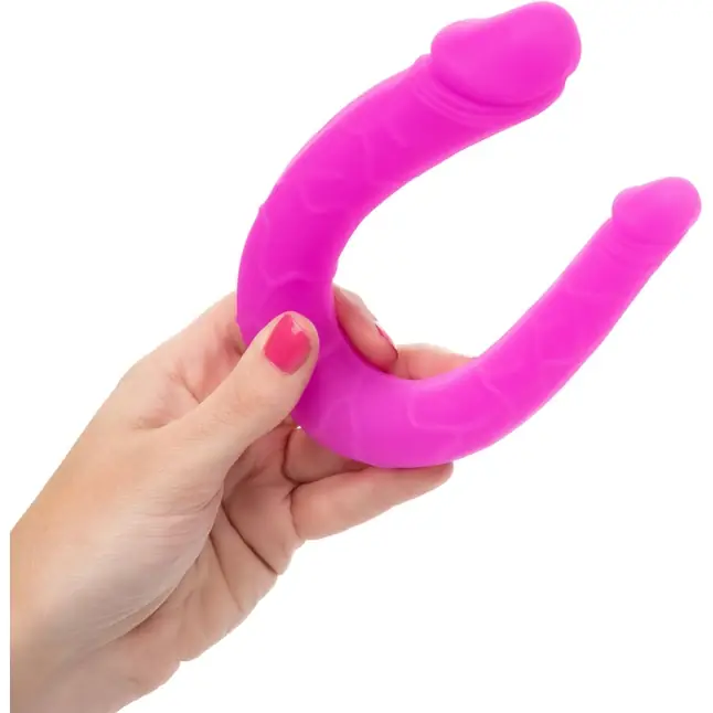 Розовый двусторонний фаллоимитатор Silicone Double Dong AC/DC - 30,5 см. Фотография 6.