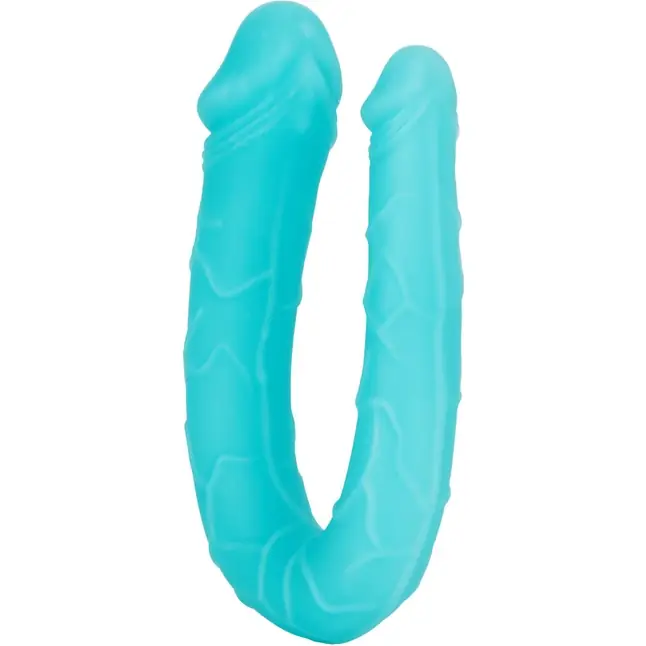 Бирюзовый двусторонний фаллоимитатор Silicone Double Dong AC/DC - 30,5 см. Фотография 3.