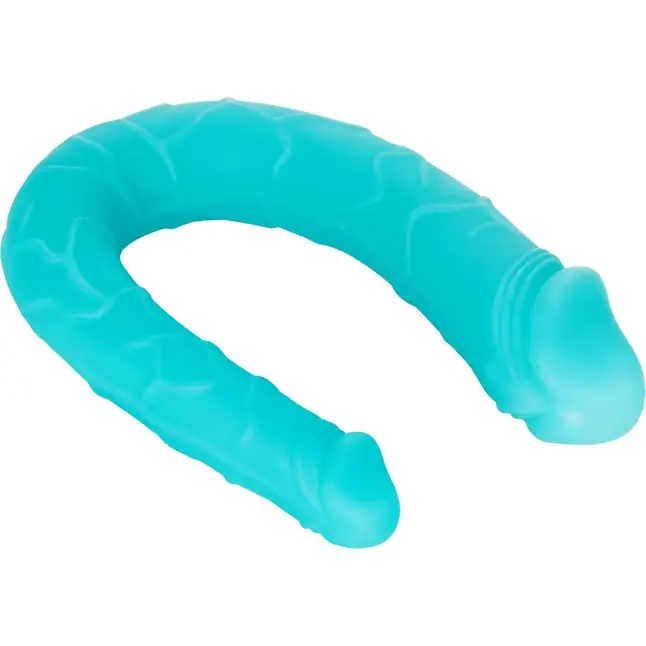 Бирюзовый двусторонний фаллоимитатор Silicone Double Dong AC/DC - 30,5 см. Фотография 5.