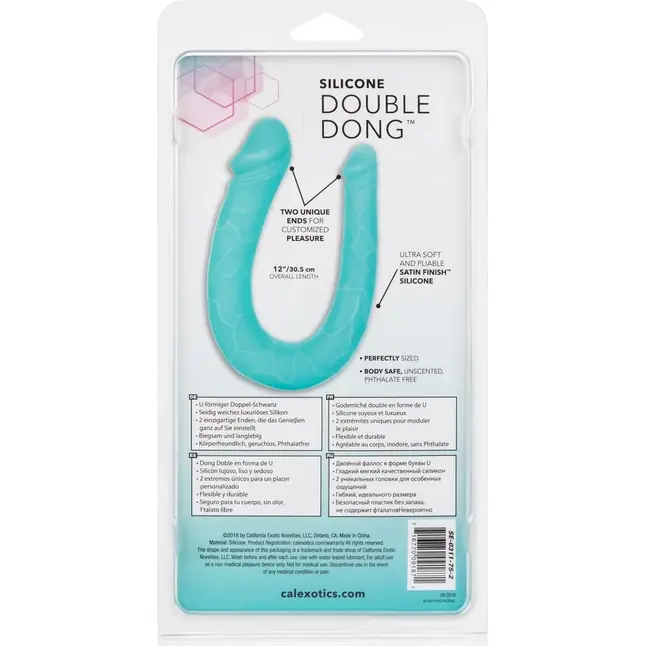 Бирюзовый двусторонний фаллоимитатор Silicone Double Dong AC/DC - 30,5 см. Фотография 8.