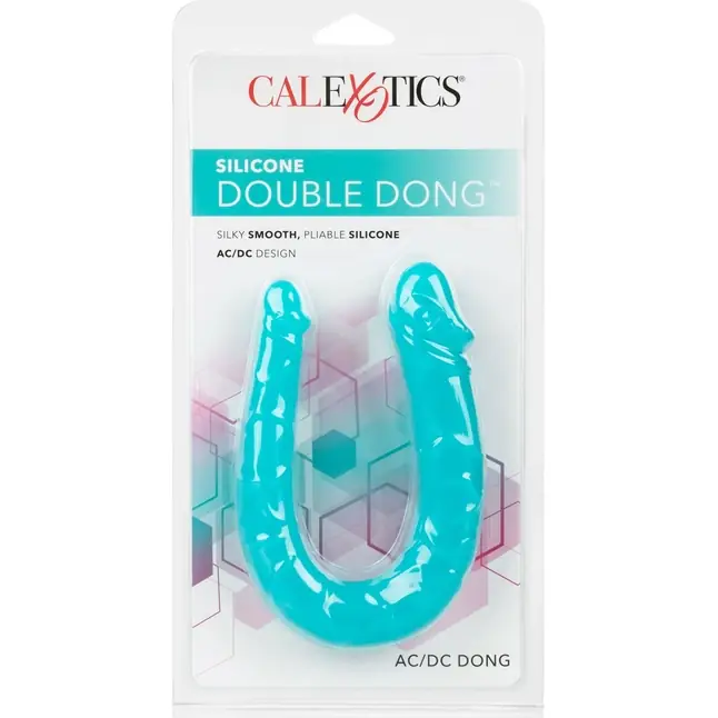 Бирюзовый двусторонний фаллоимитатор Silicone Double Dong AC/DC - 30,5 см. Фотография 9.