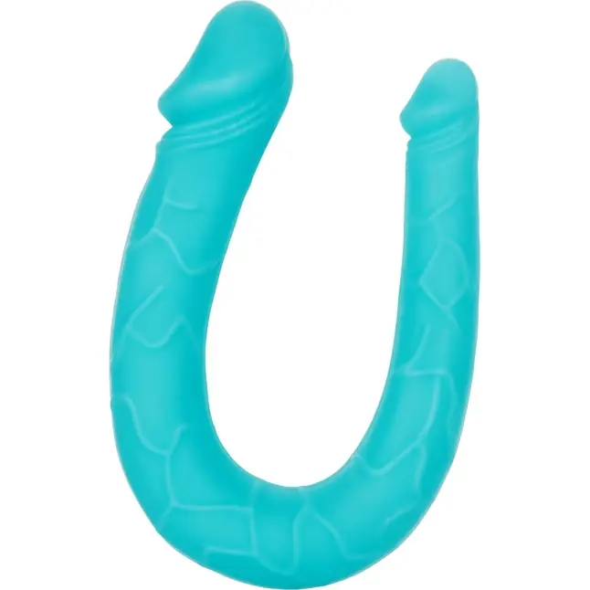 Бирюзовый двусторонний фаллоимитатор Silicone Double Dong AC/DC - 30,5 см