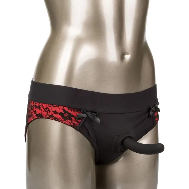Красно-черные страпон-трусики Pegging Panty Set - размер L-XL - Scandal