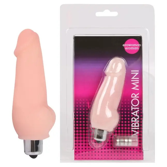 Телесный мини-вибратор Vibrator Mini - 9,5 см - EROWOMAN-EROMAN. Фотография 2.
