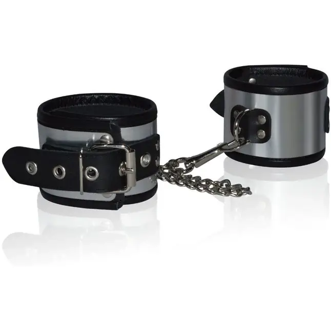 Кожаные оковы с металлическим блеском - BDSM accessories