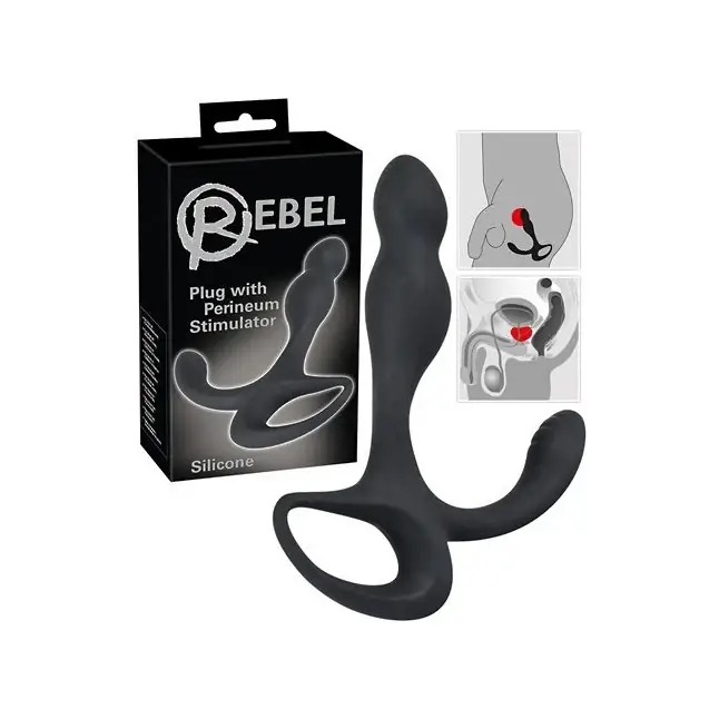 Черный силиконовый стимулятор простаты Plug with Perineum Stimulator - You2Toys. Фотография 2.