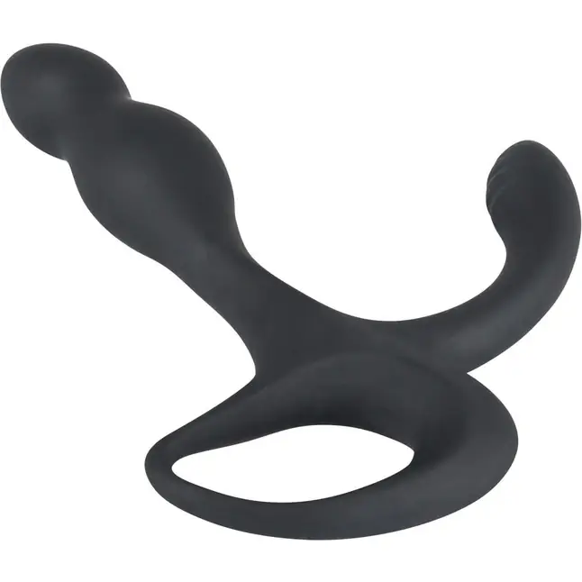Черный силиконовый стимулятор простаты Plug with Perineum Stimulator - You2Toys. Фотография 3.