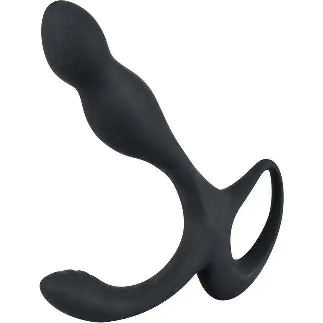 Черный силиконовый стимулятор простаты Plug with Perineum Stimulator - You2Toys. Фотография 4.