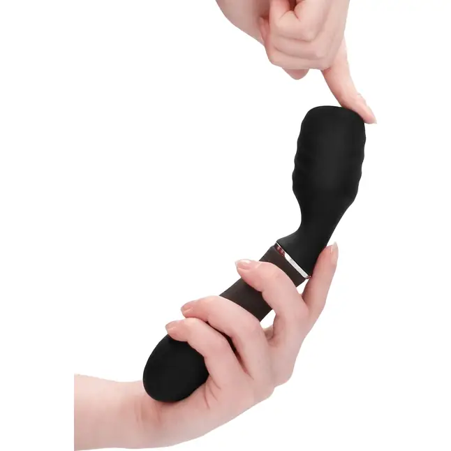 Черный универсальный вибратор с электростимуляцией Electro Vibrating Wand - Electroshock. Фотография 3.