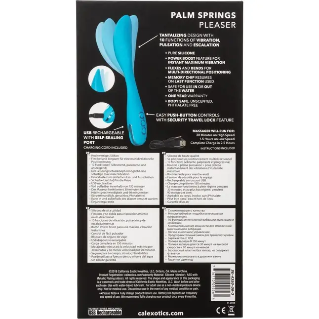 Голубой гнущийся вибратор Palm Springs Pleaser с функцией Power Boost - 15,25 см - California Dreaming. Фотография 12.
