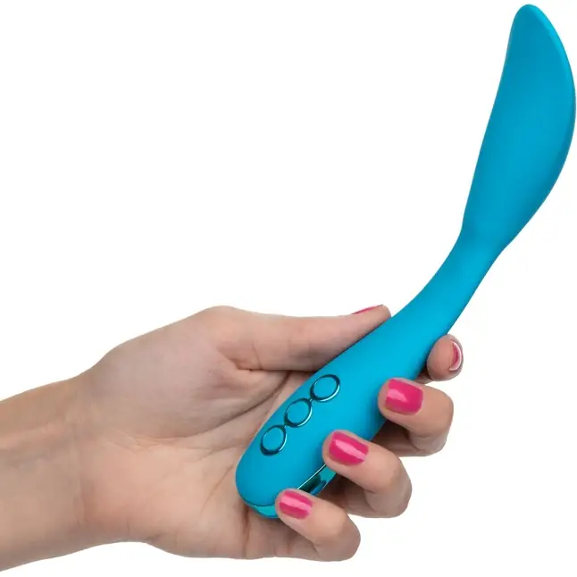 Голубой гнущийся вибратор Palm Springs Pleaser с функцией Power Boost - 15,25 см - California Dreaming. Фотография 9.