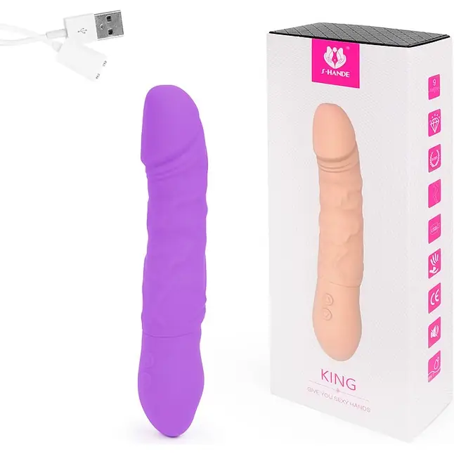 Фиолетовый вибратор-ротатор KING - 22,6 см. Фотография 3.
