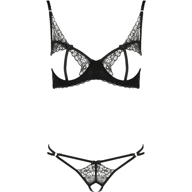 Эффектный комплект белья Esmeralda с открытым лифом - Devil Collection. Фотография 3.