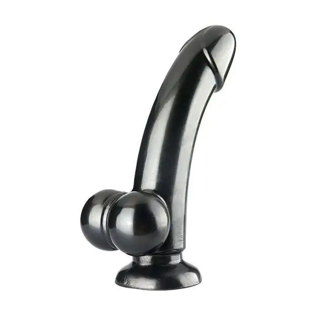 Черный гладкий фаллоимитатор TOYS SMOOTH SLEEK METALLIC DILDO - 14 см.