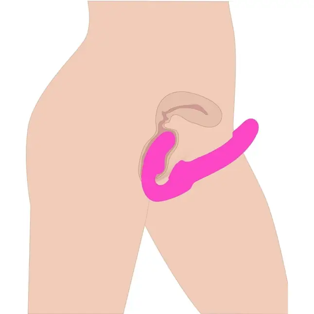 Розовый безремневой страпон с вибрацией Evoke Rechargeable Vibrating Strap On - 24,7 см - Strap U. Фотография 5.