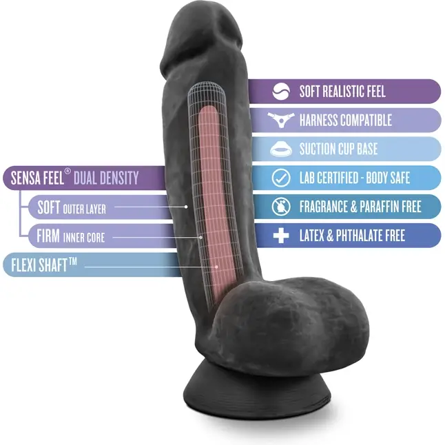 Черный фаллоимитатор Bold Pound 8.5 Inch Dildo - 21,6 см - Au Naturel. Фотография 5.