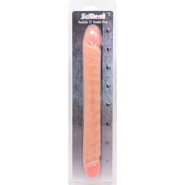 Телесный двусторонний фаллоимитатор SO REAL REALISTIC 13INCH DOUBLE DONG - 32 см - So real. Фотография 2.