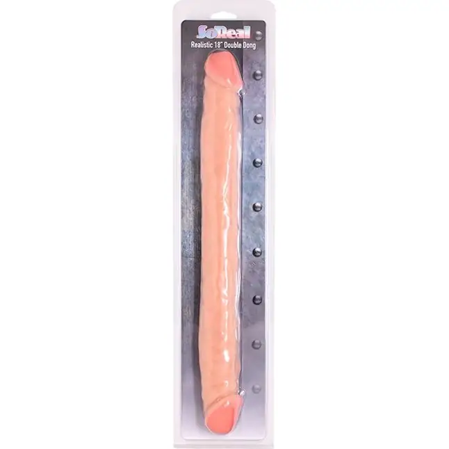Телесный двусторонний фаллоимитатор SO REAL REALISTIC 18INCH DOUBLE DONG - 46 см - So real. Фотография 2.