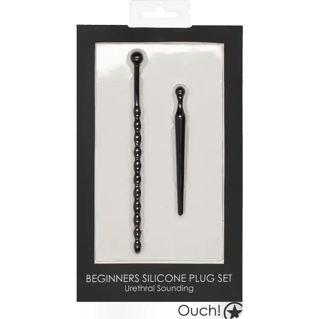 Набор из двух черных уретральных стимуляторов Beginners Silicone Plug Set - Ouch!. Фотография 6.