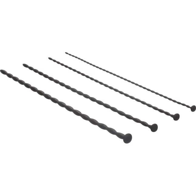 Набор из 4 черных стимуляторов уретры Spiral Screw Plug Set - Ouch!. Фотография 2.