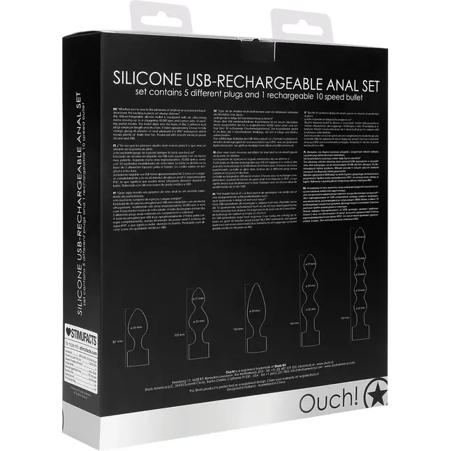 Черный анальный вибронабор USB-Rechargeable Anal Set - Ouch!. Фотография 9.