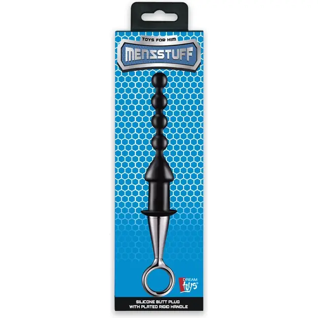 Чёрный анальный плаг-елочка ANAL BEAD WITH PLATED HANDLE - MenzStuff. Фотография 2.