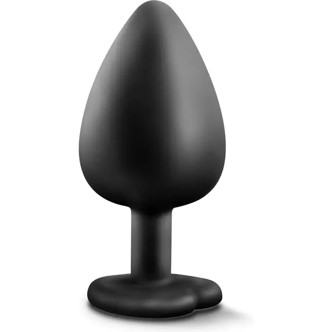 Черная анальная пробка с прозрачным стразом-сердечком Bling Plug Large - 9,5 см - Temptasia. Фотография 4.