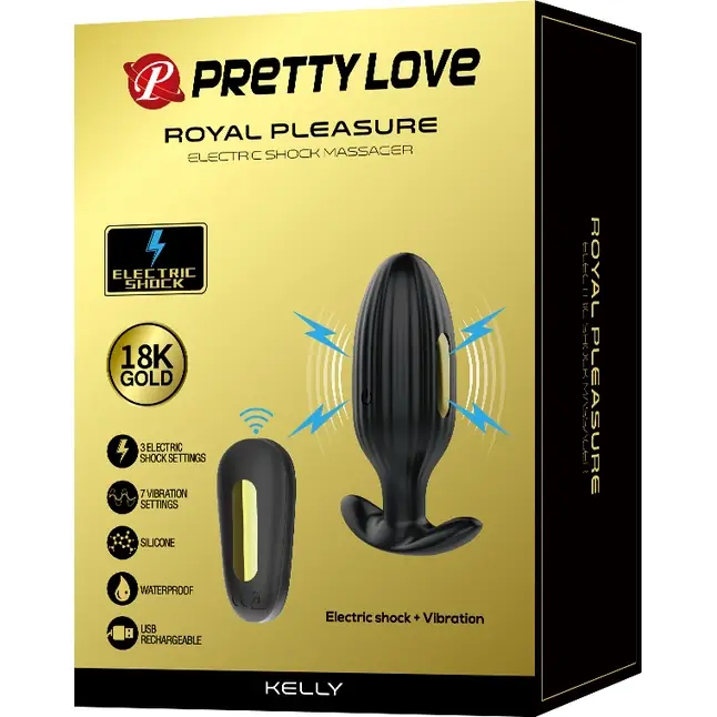 Черная анальная вибропробка с электростимуляцией и пультом ДУ Royal Pleasure - 9,2 см - Pretty Love. Фотография 6.