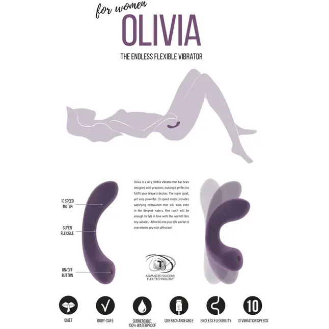Фиолетовый гнущийся вибратор Olivia - 15,6 см - Jil. Фотография 3.
