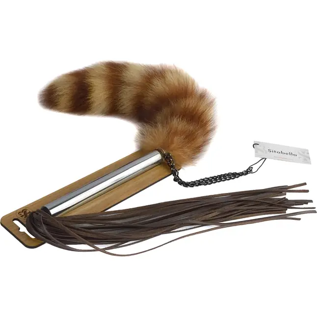 Плеть-щекоталка с натуральным пушистым хвостиком - BDSM accessories