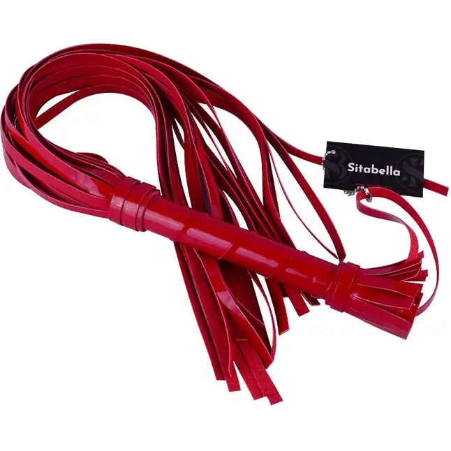 Красная лаковая плеть из искусственной кожи - 65 см - BDSM accessories