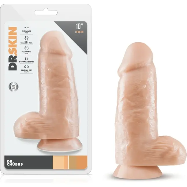Телесный фаллоимитатор с мошонкой Dr. Chubbs - 25,4 см - Dr. Skin. Фотография 7.