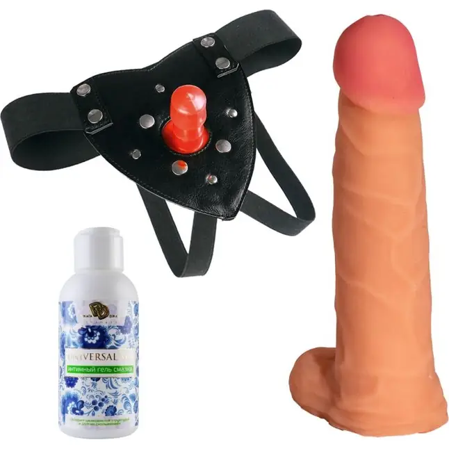 Трусики Harness с реалистичной насадкой-фаллосом с мошонкой №71 - 17,5 см - 390X-XX - Трусики в комплекте с насадкой харнесс
