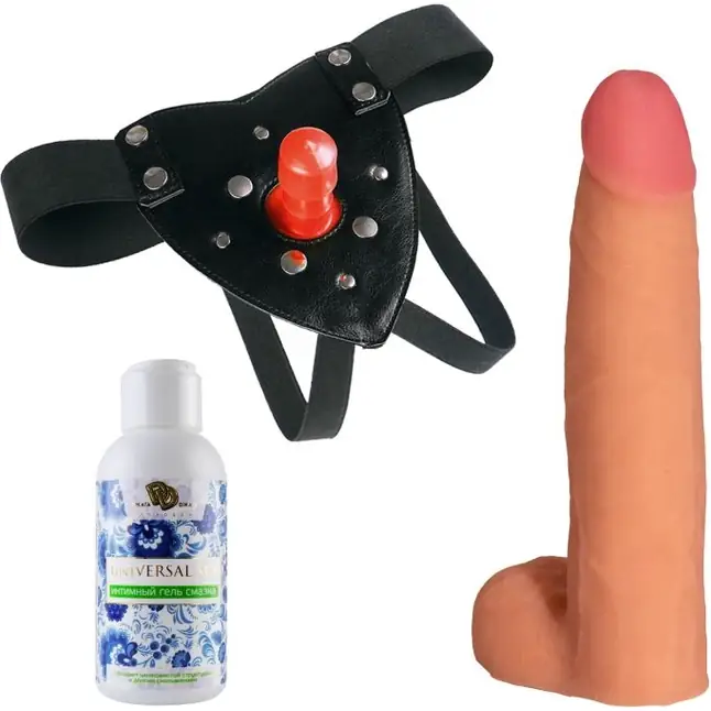 Трусики Harness с реалистичной насадкой-фаллосом с мошонкой №74 - 22,5 см - 390X-XX - Трусики в комплекте с насадкой харнесс