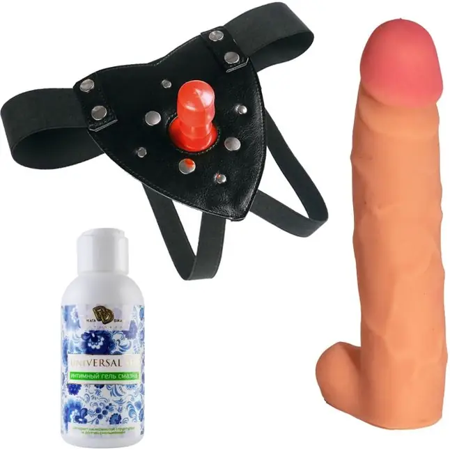 Трусики Harness с реалистичной насадкой-фаллосом с мошонкой №76 - 17 см - 390X-XX - Трусики в комплекте с насадкой харнесс
