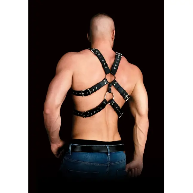 Черная мужская портупея Harness Andreas - Ouch!. Фотография 3.