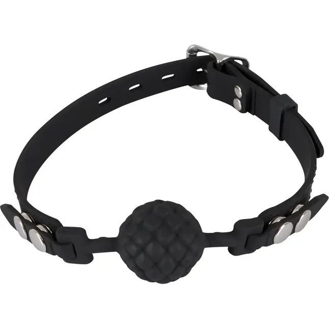Черный силиконовый рельефный кляп Silicone Ball Gag - Bad Kitty. Фотография 3.