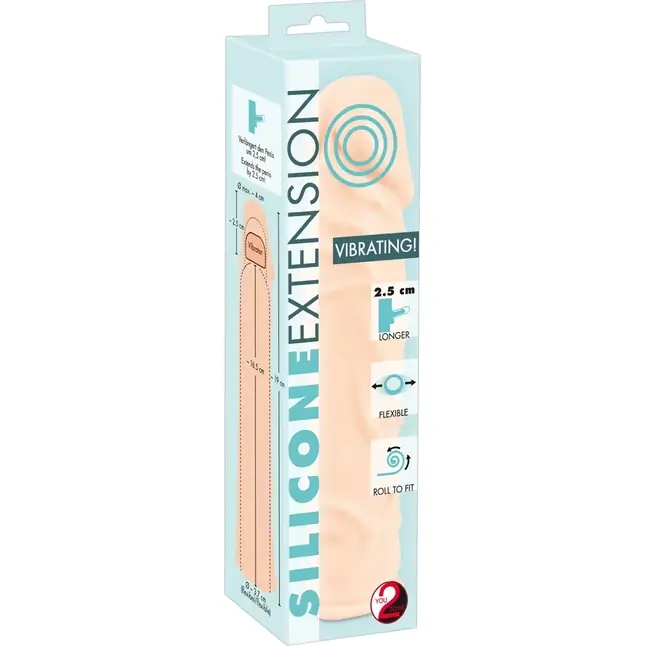 Телесная удлиняющая насадка с вибрацией Silicone Extension Vibrating - 19 см - You2Toys. Фотография 11.