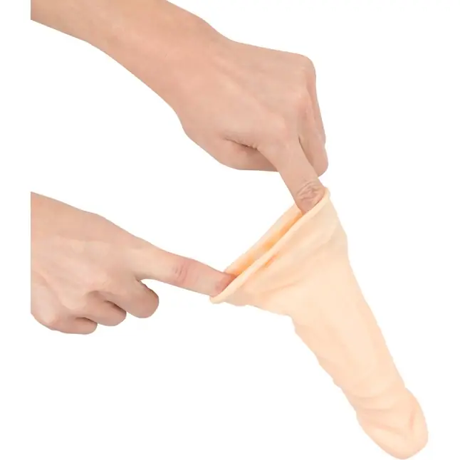 Телесная удлиняющая насадка с вибрацией Silicone Extension Vibrating - 19 см - You2Toys. Фотография 6.
