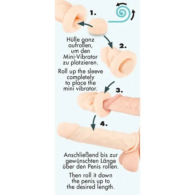 Телесная удлиняющая насадка с вибрацией Silicone Extension Vibrating - 19 см - You2Toys. Фотография 10.