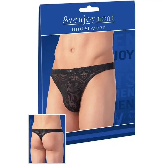 Полупрозрачные трусы-стринги с рисунком - Svenjoyment underwear. Фотография 4.