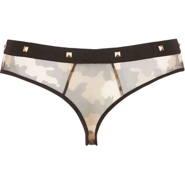 Трусы-стринги камуфляжной расцветки с квадропуклями на поясе - Svenjoyment underwear. Фотография 4.